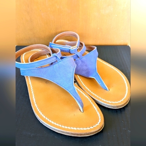 K.JAQUES ST TROPEZ Luxury Sandals, Leather, Ankle Wrap, Blue - Picture 1 of 8